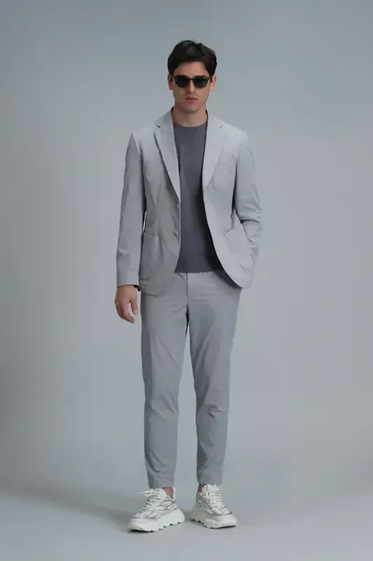 Alex Smart Erkaklar uchun Chino Shimlari Slim Fit Och kulrang - 5