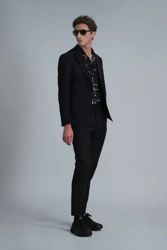 Alex Smart Erkek Chino Pantolon Slim Fit Siyah-Siyah - 4