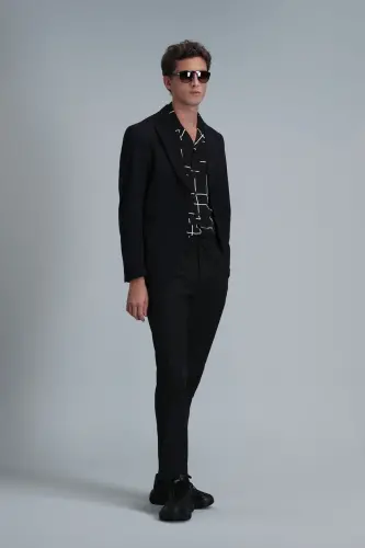 Alex Smart Erkek Chino Pantolon Slim Fit Siyah-Siyah - 5