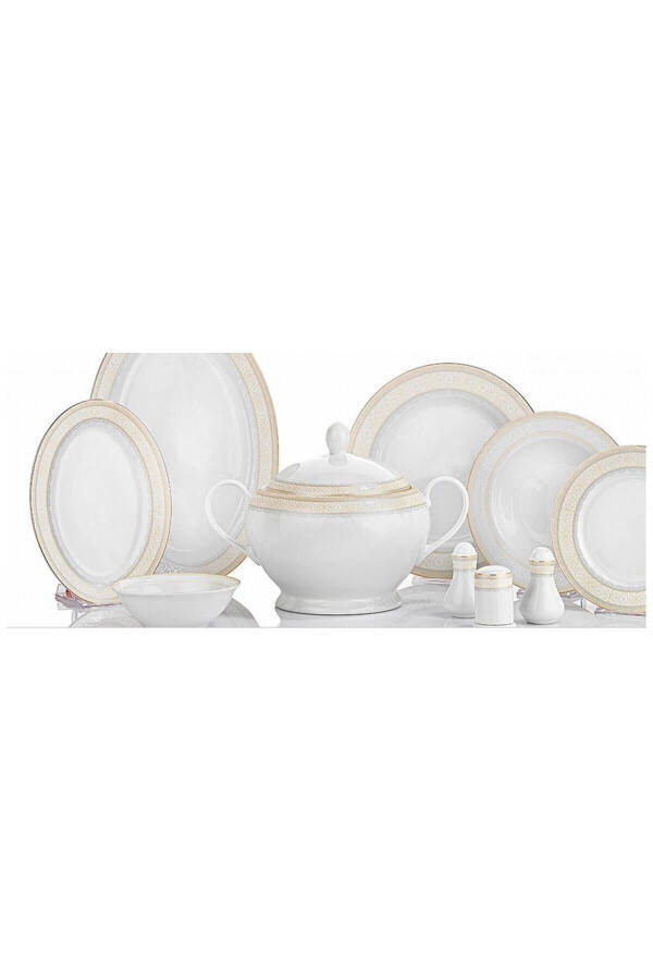 Alfa 60 Piece 12 Person Round Dinner Set - Gold 03 - 2