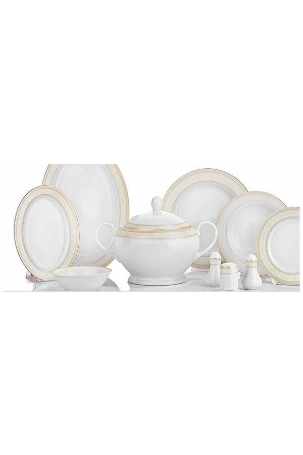 Alfa 60 Piece 12 Person Round Dinner Set - Gold 03 - 4