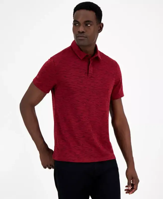 Alfatech Short Sleeve Marled Polo Shirt, Created for Modazone - Clay Red Combo - 1