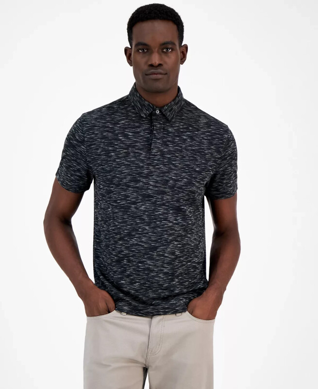 Alfatech Short Sleeve Marled Polo Shirt, Created for Modazone-Deep Black - 1