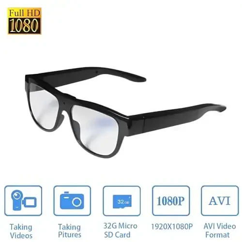 ALFOINE 1080P Camera Glasses with Built-in 32GB Storage, Hands-Free HD Video Recording Glasses for Outdoor Sports, Cycling, and Travel – No Bluetooth, No App, No AI - MODAZONE