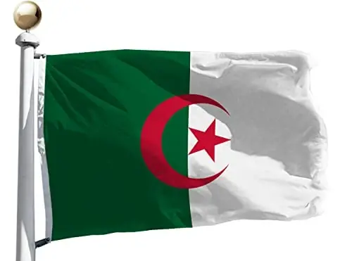 Algeria Flag 3x5 Ft Outdoor Large, Moderate-Outdoor Both Sides -Canvas Header and Double Stitched - Brass Grommets for Easy Display,Algerian Flags - 1