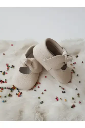 Alice Genuine Leather Baby Moccasin Ecru-Ecru - 3