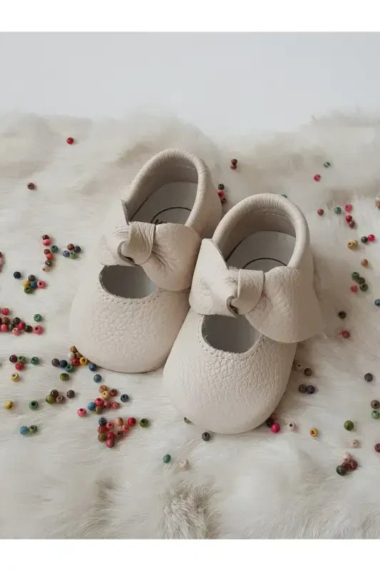 Alice Genuine Leather Baby Moccasin Ecru-Ecru - 4