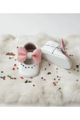 Alice Genuine Leather Pink Stone Loafer-Stone White - HODORE (1)