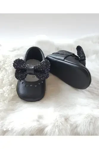 Alice Genuine Leather Stone Detailed Black Loafer-Black - 3