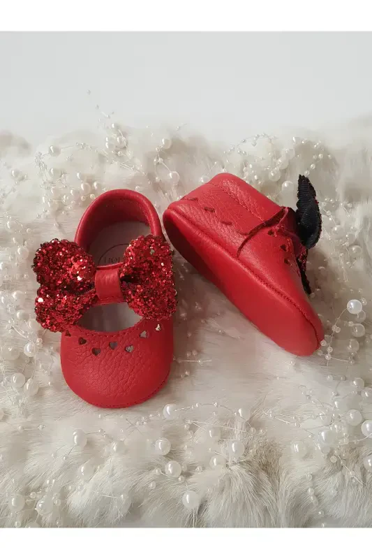 Alice Genuine Leather Stone Detailed Red Loafer-Shiny Red - 3