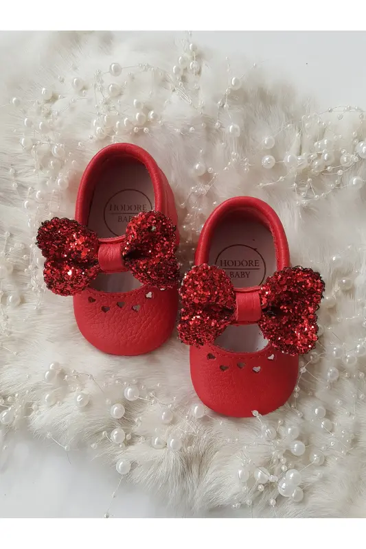 Alice Genuine Leather Stone Detailed Red Loafer-Shiny Red - HODORE