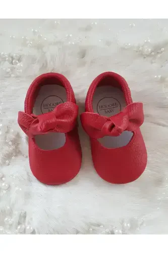 Alice Red Leather Moccasin Bootie-Red - HODORE (1)