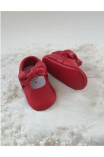 Alice Red Leather Moccasin Bootie-Red - 4