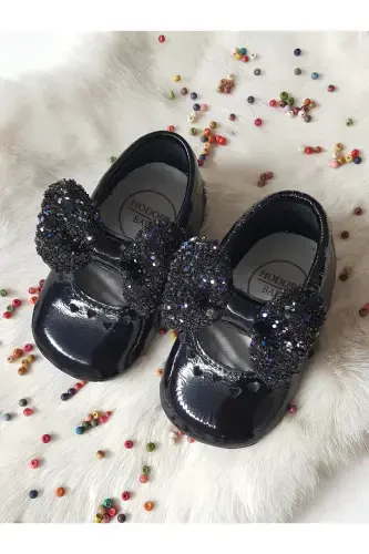 Alice Rugan Taşлы Лакирленген темно-синий кожаный мокасин-Темно-синий со стразами - 1