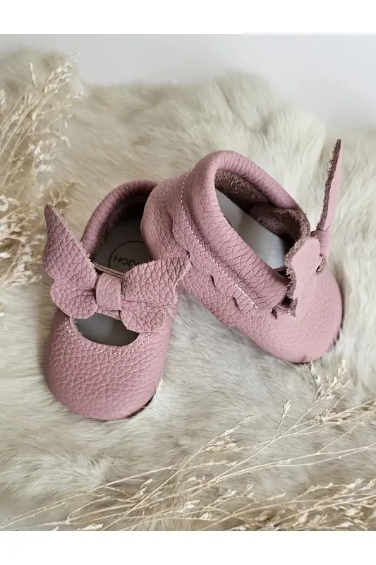 Alice Soft Pembe Hakiki Deri Bebek Makosen Patik - Soft Pembe - 3