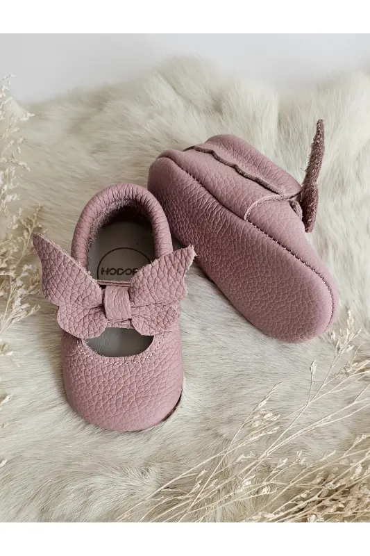 Alice Soft Pembe Hakiki Deri Bebek Makosen Patik - Soft Pembe - 4