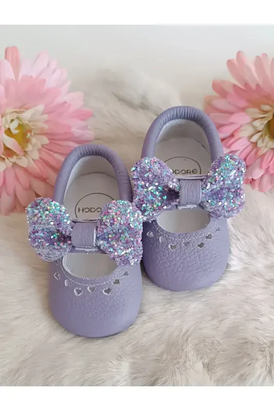 Alice Stone Lilac Genuine Leather Baby Shoes Moccasins-Stone Lilac - HODORE