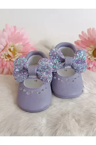 Alice Stone Lilac Genuine Leather Baby Shoes Moccasins-Stone Lilac - 3