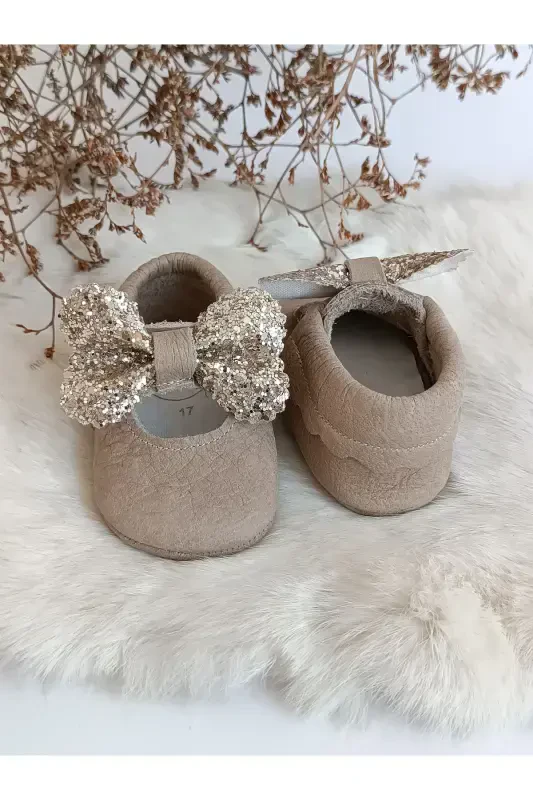 Alice Stone Milk Coffee Genuine Leather Baby Moccasin Booties-Milky Brown - 4