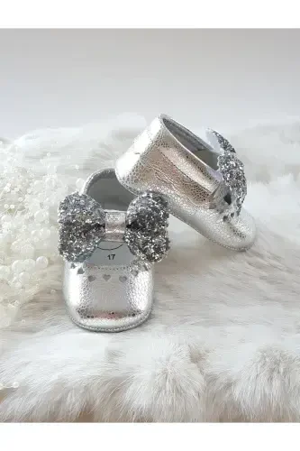 Alice Taşlı Gümüş Deri Makosen-Gümüş - HODORE (1)