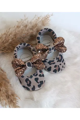 Alice Toshli Leopard Haqiqiy Teri Mokasin-Toshli Leopard 