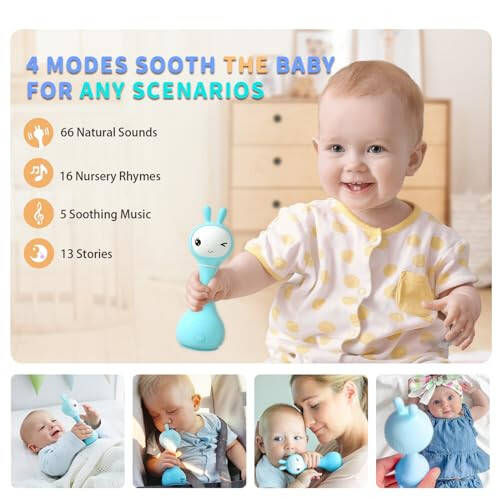 Alilo Smarty Bunny Baby Rattle Musical Light Up Toys, Infants Newborns Baby Toys 0-3-6-12-18-24 Months, 1 Year Old Baby Gifts, 4 Music Modes and Color Recognition Function with 9 Color Card - 11