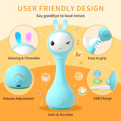 Alilo Smarty Bunny Baby Rattle Musical Light Up Toys, Infants Newborns Baby Toys 0-3-6-12-18-24 Months, 1 Year Old Baby Gifts, 4 Music Modes and Color Recognition Function with 9 Color Card - 13