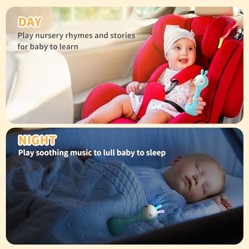 Alilo Smarty Bunny Baby Rattle Musical Light Up Toys, Infants Newborns Baby Toys 0-3-6-12-18-24 Months, 1 Year Old Baby Gifts, 4 Music Modes and Color Recognition Function with 9 Color Card - 14