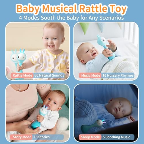 Alilo Smarty Bunny Baby Rattle Musical Light Up Toys, Infants Newborns Baby Toys 0-3-6-12-18-24 Months, 1 Year Old Baby Gifts, 4 Music Modes and Color Recognition Function with 9 Color Card - 6