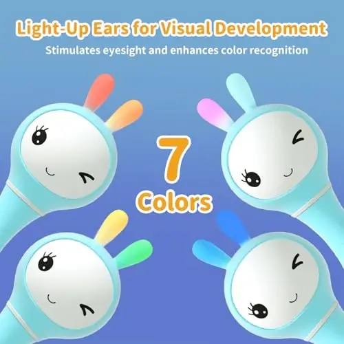 alilo Smarty Bunny Baby Rattle Musical Light Up Toys, Infants Newborns Baby Toys 0-3-6-12-18-24 Months,1 Year Old Boy Girl Easter Gifts, 4 Music Modes and Color Recognition Function with 9 Color Card 