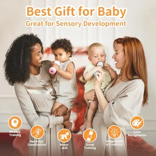 Alilo Smarty Bunny Bola-bola Musiqali Yorug'likli O'yinchoqlar, Go'daklar Yangi Tug'ilganlar Bolalar O'yinchoqlari 0-3-6-12-18-24 Oy, 1 Yillik Bola Hediyalari, 4 Musiqa Rejimi va 9 Rangli Kart bilan Rangni Tanib Olish Funktsiyasi - 5