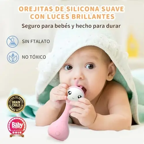 alilo Sonajero Musical para Bebés 0-12 Meses, Juguete con Luz, 66 Sonidos, 15 Canciones, 13 Cuentos, 5 Canciones de Cuna, Ruido Blanco, Reconocimiento de Colores, Regalo Recién Nacido - ALILO (1)