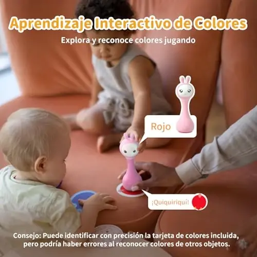 alilo Sonajero Musical para Bebés 0-12 Meses, Juguete con Luz, 66 Sonidos, 15 Canciones, 13 Cuentos, 5 Canciones de Cuna, Ruido Blanco, Reconocimiento de Colores, Regalo Recién Nacido - 4