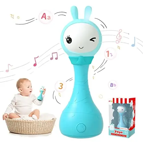 alilo Yoyo Talking Bunny Baby Singing Musical Rattle, Mimicking Toys Repeats What You Say, Preloaded 90+ Audio Content, ABC/Number/Notes Learning Toys for Toddlers Infant Newborn Boy Girl Gifts - 3