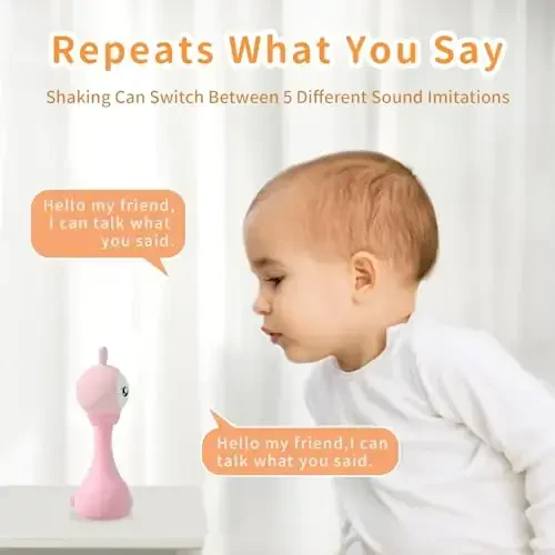 alilo Yoyo Talking Bunny Baby Musical Light-Up Rattle Toys 0-6-12-18 Months, Voice Mimicking Toy, Preloaded 90+ Audio Content, ABC/Number/Notes Learning Toys for Baby Infant Newborn Boy Girl Gifts - 6