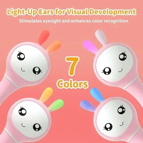 alilo Yoyo Talking Bunny Baby Musical Light-Up Rattle Toys 0-6-12-18 Months, Voice Mimicking Toy, Preloaded 90+ Audio Content, ABC/Number/Notes Learning Toys for Baby Infant Newborn Boy Girl Gifts - 2