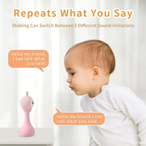 alilo Yoyo Talking Bunny Baby Musical Light-Up Rattle Toys 0-6-12-18 Months, Voice Mimicking Toy, Preloaded 90+ Audio Content, ABC/Number/Notes Learning Toys for Baby Infant Newborn Boy Girl Gifts - 6