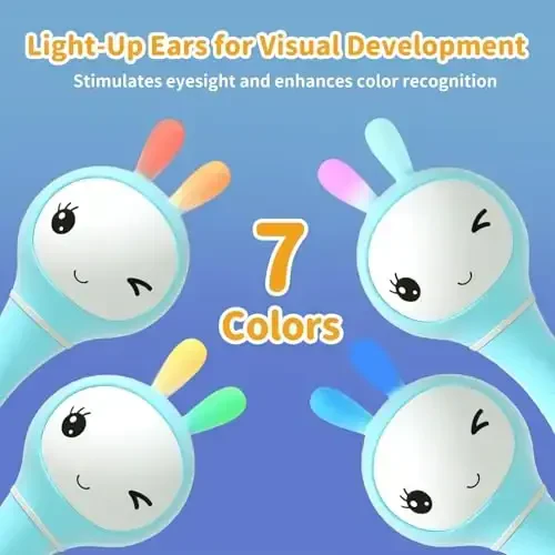 alilo Yoyo Talking Bunny Baby Singing Musical Rattle, Mimicking Toys Repeats What You Say, Preloaded 90+ Audio Content, ABC/Number/Notes Learning Toys for Toddlers Infant Newborn Boy Girl Gifts - 2