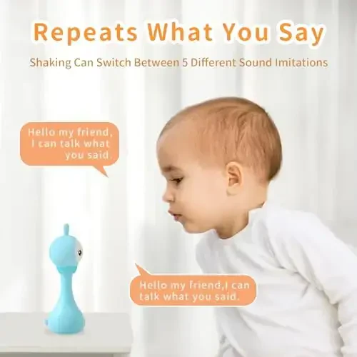 alilo Yoyo Talking Bunny Baby Singing Musical Rattle, Mimicking Toys Repeats What You Say, Preloaded 90+ Audio Content, ABC/Number/Notes Learning Toys for Toddlers Infant Newborn Boy Girl Gifts - 6