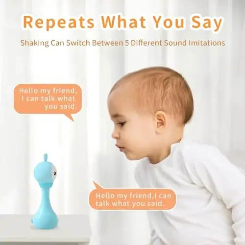 alilo Yoyo Talking Bunny Baby Singing Musical Rattle, Mimicking Toys Repeats What You Say, Preloaded 90+ Audio Content, ABC/Number/Notes Learning Toys for Toddlers Infant Newborn Boy Girl Gifts - 5