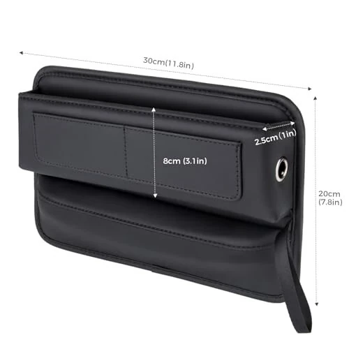 ALIOBC Car Seat Gap Filler Organizer Car Storage Organizer Car Accessories for Women/Men Interior Premium Leather Keeps Phone/Keys/Wallets (Black, 1 Pack) - 4