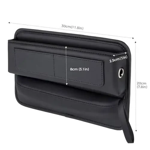 ALIOBC Car Seat Gap Filler Organizer Car Storage Organizer Car Accessories for Women/Men Interior Premium Leather Keeps Phone/Keys/Wallets (Black, 1 Pack) - 4