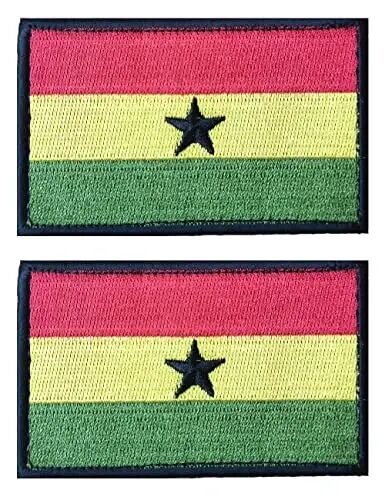 AliPlus 2PCS Ghana Flag Patches Embroidered Morale Patch Hook and Loop | Ghana,Tactical Military Patch,Versatile Tactical AttacModazoneent,Applique Fastener,3