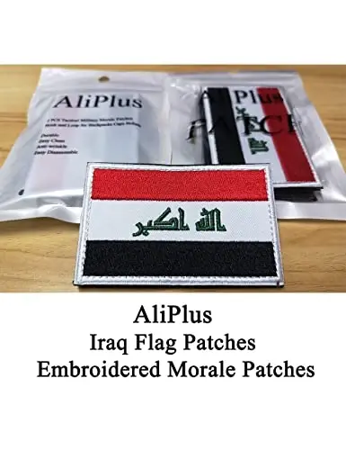 AliPlus 2PCS Iraq Flag Patches Embroidered Morale Patch Hook and Loop | Iraq,Tactical Military Patch,Versatile Tactical AttacModazoneent,Applique Fastener,3