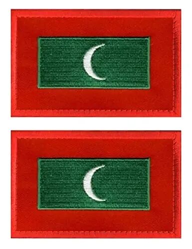 AliPlus 2PCS Maldives Flag Patches Embroidered Morale Patch Hook and Loop | Maldives,Tactical Military Patch,Versatile Tactical AttacModazoneent,Applique Fastener,3