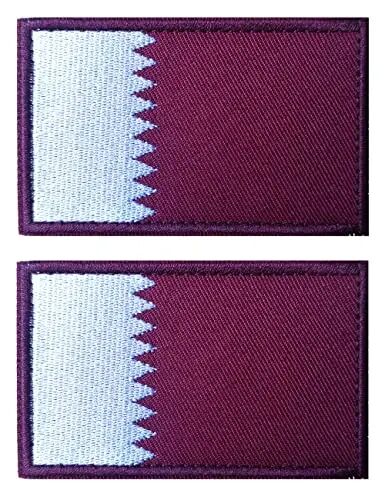 AliPlus 2PCS Qatar Flag Patches Embroidered Morale Patch Hook and Loop | Qatar,Tactical Military Patch,Versatile Tactical AttacModazoneent,Applique Fastener,3
