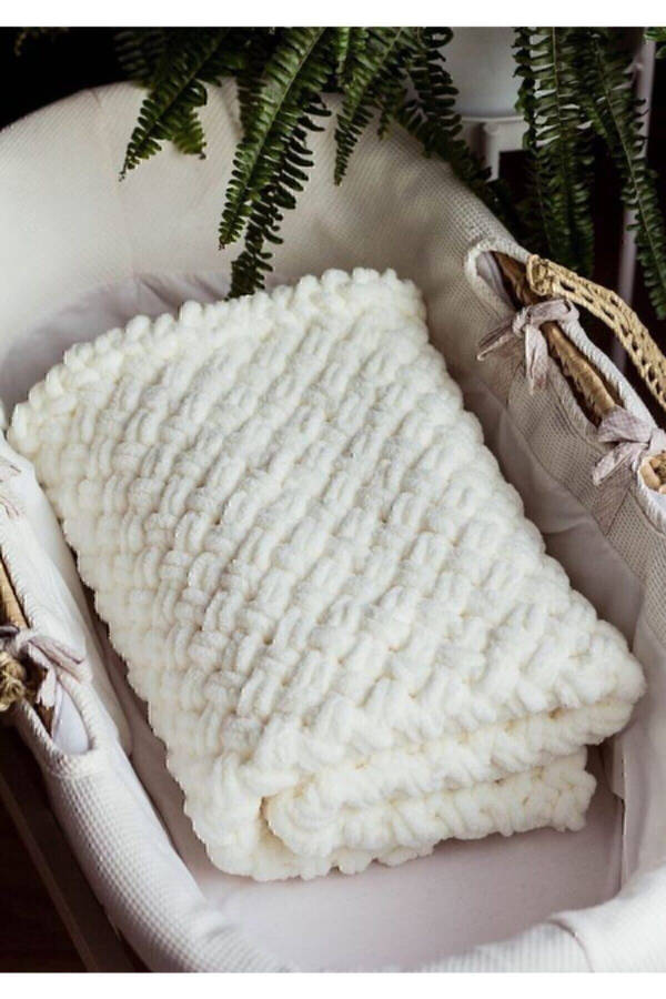 Alize Soft Knitting Baby Blanket-ecru - 1