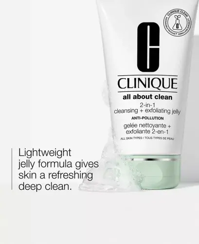All About Clean™ 2-in-1 Face Cleansing + Exfoliating Jelly Cleanser with Salicylic Acid, 5 oz.-No Color - CLINIQUE (1)