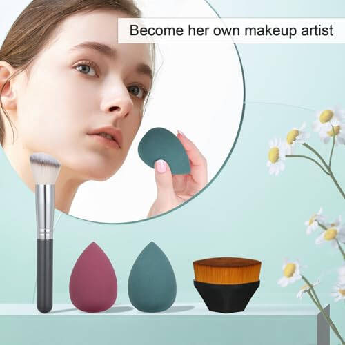 All in One Makeup Kit for Women. Full Kit Includes Palette, Foundation & Face Primer, Makeup Brush, Makeup Sponge, Eyebrow Soap, Winged Eyeliner Stamp, 20 Colors Eyeshadow. Gift Set for Women, Girls & Teen. - 4