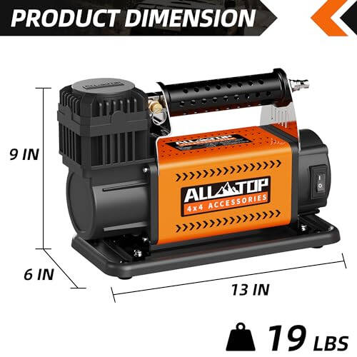 ALL-TOP Air Compressor Kit, 12V Portable Inflator 7.06CFM, Offroad Air Compressor for Truck ,Air Pump for Car Heavy Duty, Max 150PSI for SUV 4x4 Vehicle RV Tire - 3